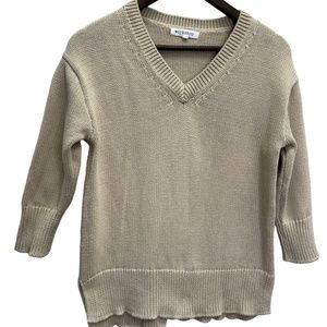 Workshop Republic Beige v-Neck Cotton Boxy Fit Sweater Size S